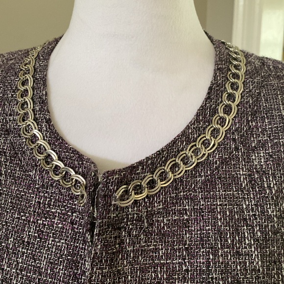 Alfred Dunner Purple Tweed Jacket Blazer with Chain Accents size 16 - Picture 3 of 9